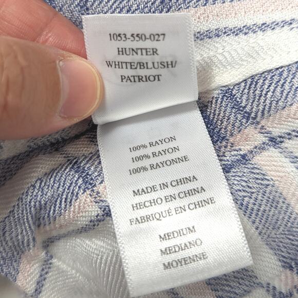 Rails Button Down Women's Shirt Size Medium Hunter White Blush Long Sleeve - Picture 7 of 8
